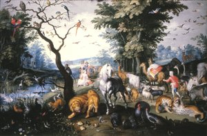 ノアの箱舟に入る動物 作： Jan the Elder Brueghel